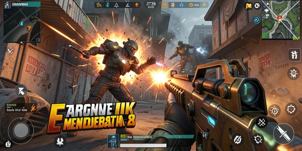 Tangkapan layar menunjukkan aksi mendebarkan dalam permainan FPS yang mengasyikkan.