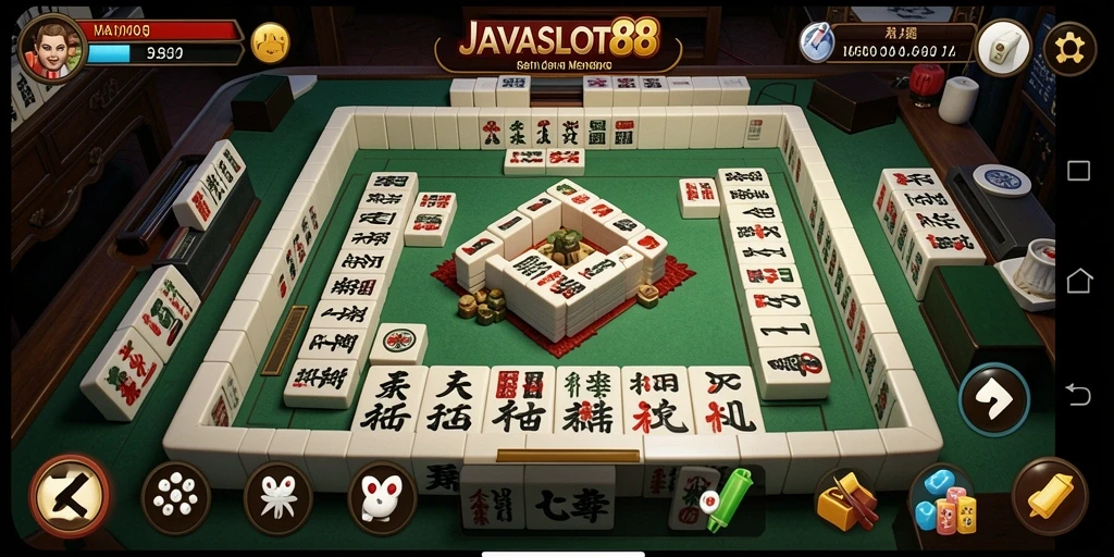 Tampilan gameplay Mahjong yang seru dan menarik di JAVASLOT88.