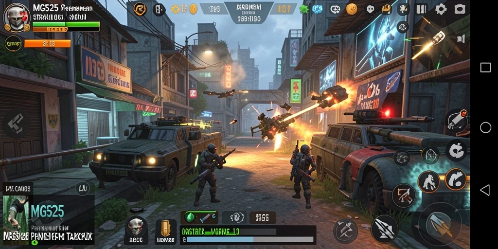 Screenshot gameplay MG525 menunjukkan momen strategis yang mendebarkan.